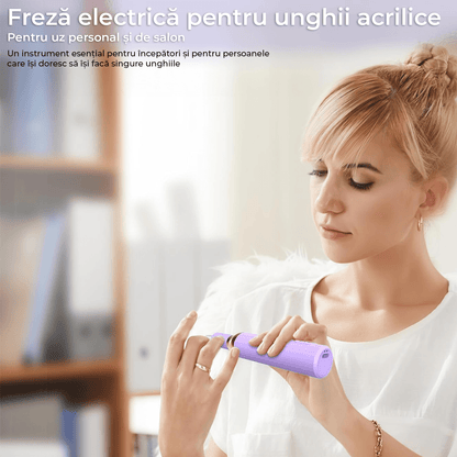 Freză unghii wireless, 18.000 RPM, 3 viteze, mov
