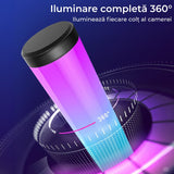 Bare Luminoase Inteligente LED RGB Elindor® 360°, Lumina Ambientală, Control prin Telecomandă și Aplicație Bluetooth, Jocuri de Lumini, Sincronizare cu Sunetele, Multicolore