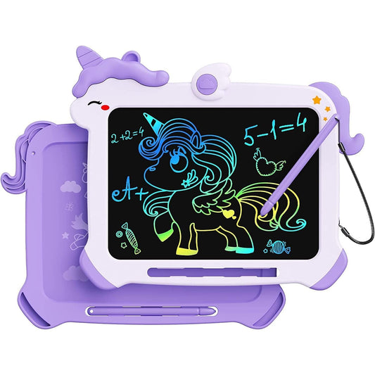 Tabletă LCD de desen și scris pentru copii, 8.5 inch, ecran color, model unicorn, mov
