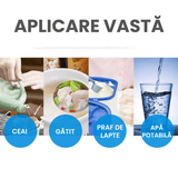 Filtru Apă Potabilă Elindor®, Montare pe Robinet, Carbon Activ, Înlătură Impuritățile și Metalele Grele, 8 Straturi, Argintiu