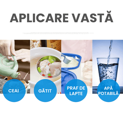 Filtru Apă Potabilă Elindor®, Montare pe Robinet, Carbon Activ, Înlătură Impuritățile și Metalele Grele, 8 Straturi, Argintiu