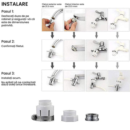 Filtru Apă Potabilă Elindor®, Montare pe Robinet, Carbon Activ, Înlătură Impuritățile și Metalele Grele, 8 Straturi, Argintiu