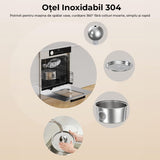 Fantana Apa Pisici si Caini Elindor®, Dispenser Automat cu Capac pentru Animale, Duza Rotunda, Silentios 25dB, Adapator Dubla Circulatie, Sistem Purificare si Filtrare Multiplu, Adaptor Priza, Capacitate 3,2L, Filtru si Pompa Incluse, Inox 304, Argintiu