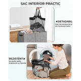 Coș de Rufe Pliabil Elindor, cu Capac și Saci Detașabili, 2 Compartimente, 145 L, 57 x 38 x 67 cm, Material Oxford, Gri