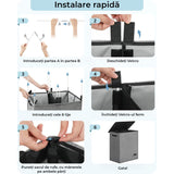 Coș de Rufe Pliabil Elindor, cu Capac și Saci Detașabili, 2 Compartimente, 145 L, 57 x 38 x 67 cm, Material Oxford, Gri