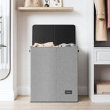 Coș de Rufe Pliabil Elindor, cu Capac și Saci Detașabili, 2 Compartimente, 145 L, 57 x 38 x 67 cm, Material Oxford, Gri