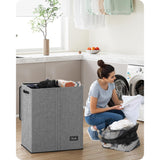 Coș de Rufe Pliabil Elindor, cu Capac și Saci Detașabili, 2 Compartimente, 145 L, 57 x 38 x 67 cm, Material Oxford, Gri