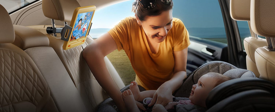 Suport auto pentru tabletă și telefon, 4.7-11 inch, cu braț extensibil și rotație 360°, ideal pentru copii și adulți, Negru.