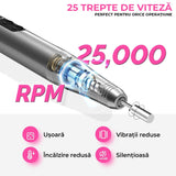 Freză unghii wireless, 11 biți, 25.000 RPM, 25 trepte, gri