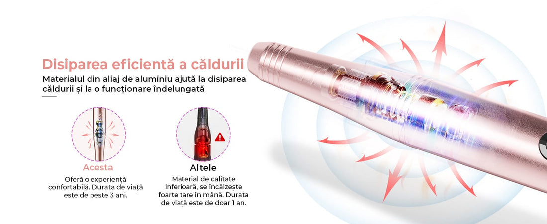 Freză unghii wireless, 11 biți, 25.000 RPM, 25 trepte, auriu