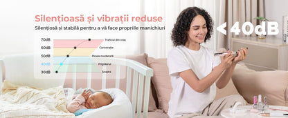 Freză unghii wireless, 11 biți, 25.000 RPM, 25 trepte, auriu