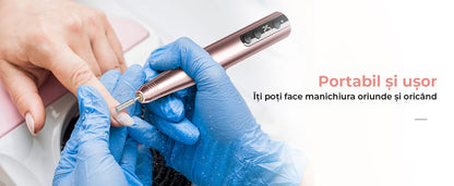 Freză unghii wireless, 11 biți, 25.000 RPM, 25 trepte, auriu