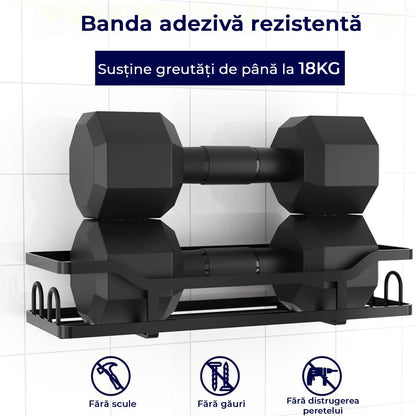 Raft pentru Duș și Organizator de Baie, Set de 2 Rafturi cu Prindere Adezivă, Ideal pentru Depozitare în Bucătărie și Baie, Negru