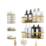 Raft pentru Duș și Organizator de Baie, Set de 5 Bucăți cu Adeziv, Fără Găuri, Auriu