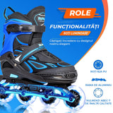 Role Reglabile M 33-37, Roți Luminoase Silicon, Rulmenți ABEC-7, Albastru