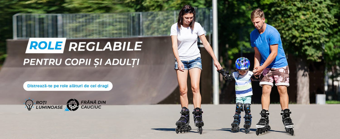 Role Reglabile M 33-37, Roți Luminoase Silicon, Rulmenți ABEC-7, Albastru