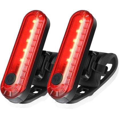 Set 2 Lumini LED Spate Bicicletă, Încărcare USB, 4 Moduri, Impermeabile IPX4, Negru