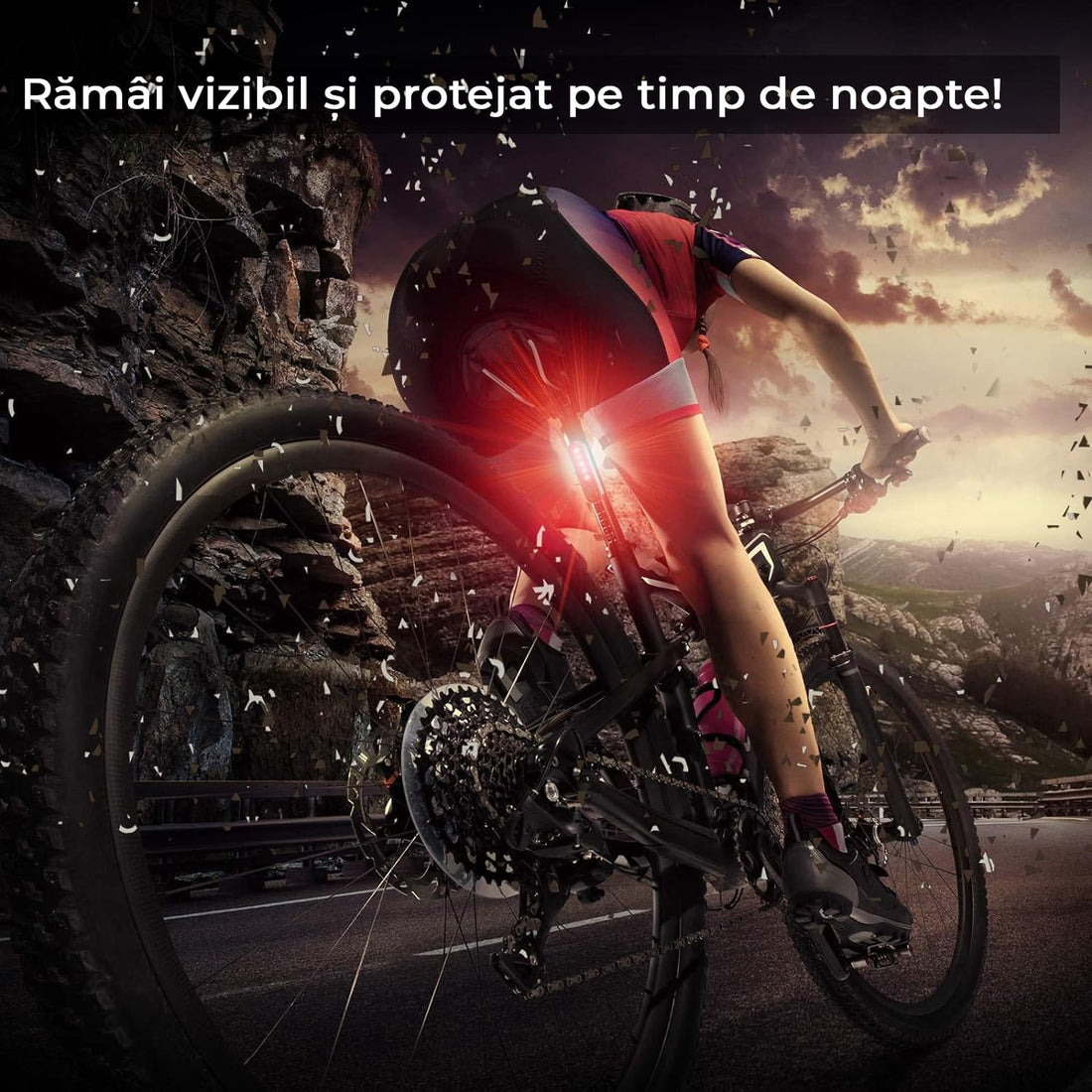 Set 2 Lumini LED Spate Bicicletă, Încărcare USB, 4 Moduri, Impermeabile IPX4, Negru