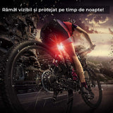 Set 2 Lumini LED Spate Bicicletă, Încărcare USB, 4 Moduri, Impermeabile IPX4, Negru
