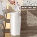 Coș de Gunoi Inteligent cu Senzor de Mișcare Infraroșu, 7.5L, Capac Automat Anti-Miros, Silențios, Rezistent la Apă IPX5, Alb/Auriu