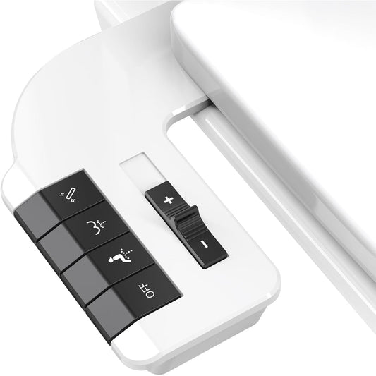 Bideu pentru Toaletă Ultra-Slim Non-Electric cu Auto-Curățare, Control de Presiune, Duze Duble pentru Igienă Personală, Apă Rece, Alb