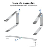 Suport Laptop Ergonomic Slim, Universal, din Silicon Non-Alunecos, Solid și Stabil, Compatibil cu Laptopuri 12-17.3”, Gri