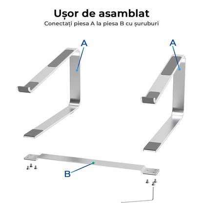 Suport Laptop Ergonomic Slim, Universal, din Silicon Non-Alunecos, Solid și Stabil, Compatibil cu Laptopuri 12-17.3”, Gri