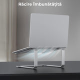 Suport Laptop Ergonomic Slim, Universal, din Silicon Non-Alunecos, Solid și Stabil, Compatibil cu Laptopuri 12-17.3”, Gri