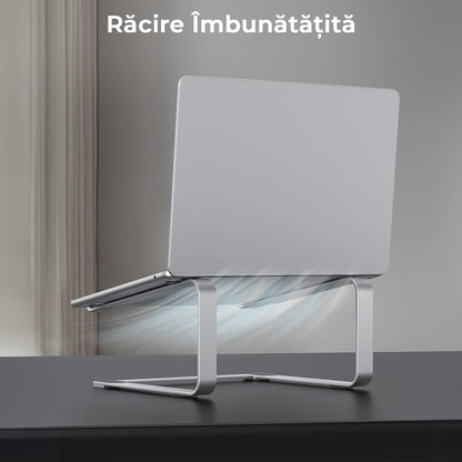 Suport Laptop Ergonomic Slim, Universal, din Silicon Non-Alunecos, Solid și Stabil, Compatibil cu Laptopuri 12-17.3”, Gri