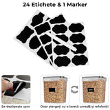 Set 15 Recipiente pentru Bucătărie, Stocare Alimente, Închidere Ermetică, Fără BPA, cu 24 Etichete Reutilizabile și Marker, Transparent