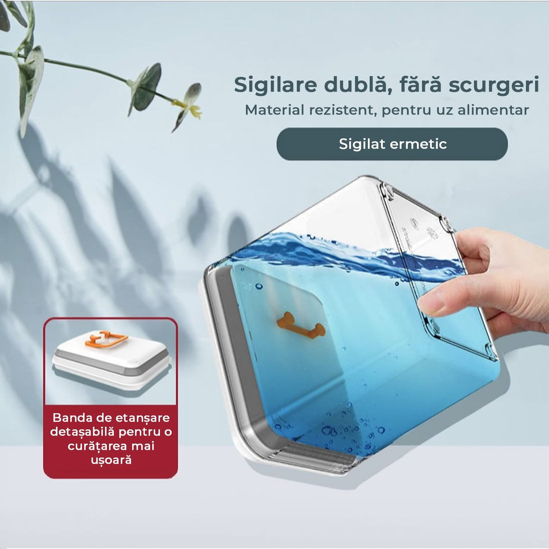 Recipient pentru bucătărie, stocare alimente, închidere ermetică, 2300 ml, fără BPA, transparent