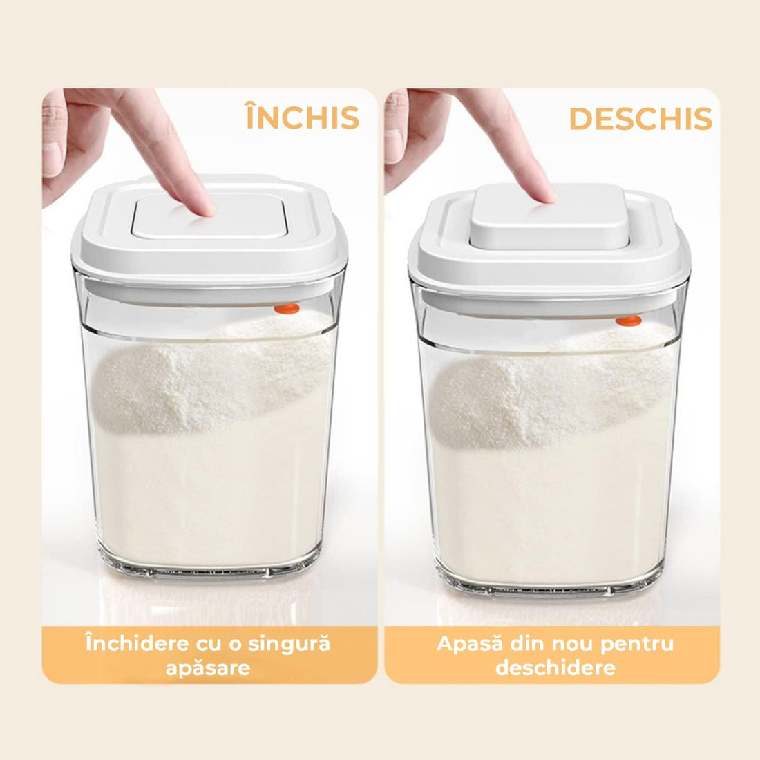 Recipient pentru bucătărie, stocare alimente, închidere ermetică, 2300 ml, fără BPA, transparent