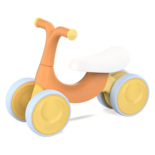 Bicicleta fara pedale pentru copii, 4 roti, usoara, roti silentioase, sa ergonomica, dezvoltare echilibru si coordonare, 10-36 luni, Portocaliu