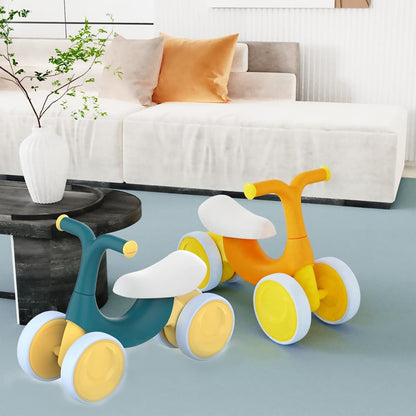 Bicicleta fara pedale pentru copii, 4 roti, usoara, roti silentioase, sa ergonomica, dezvoltare echilibru si coordonare, 10-36 luni, Portocaliu