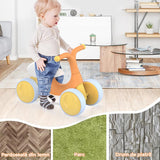 Bicicleta fara pedale pentru copii, 4 roti, usoara, roti silentioase, sa ergonomica, dezvoltare echilibru si coordonare, 10-36 luni, Portocaliu