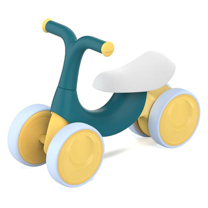 Bicicleta fara pedale pentru copii, 4 roti, usoara, roti silentioase, sa ergonomica, dezvoltare echilibru si coordonare, 10-36 luni, Verde