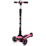Trotinetă pliabilă copii cu 3 roți LED, 5-14 ani, înălțime reglabilă 80-120 cm, roz