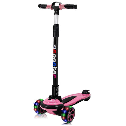 Trotinetă pliabilă copii cu 3 roți LED, 5-14 ani, înălțime reglabilă 80-120 cm, roz