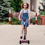 Trotinetă pliabilă copii cu 3 roți LED, 5-14 ani, înălțime reglabilă 80-120 cm, roz