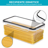 Set de 4 Recipiente pentru Bucatarie, pentru Stocarea Alimentelor, Inchidere Ermetica, Fara BPA, 24 Etichete reutilizabile, Marker, 3.2L, Orizontale, Transparent