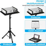 Trepied pentru proiector sau laptop, reglabil 58.5 cm - 118 cm, multifunctional, cu suport pentru telefon, portabil si stabil, Negru