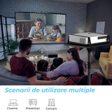 Trepied pentru proiector sau laptop, reglabil 58.5 cm - 118 cm, multifunctional, cu suport pentru telefon, portabil si stabil, Negru