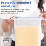 Set 4 recipiente extra mari pentru alimente, 6.5L, închidere ermetică, fără BPA, etichete reutilizabile, transparent