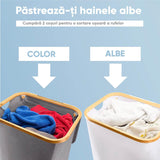 Cos de rufe bambus, pliabil, cu capac si sac de rufe detasabil, 101 L, 74 x 41 x 33 cm, material textil, Gri