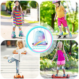 Set de Protecție Genunchiere, Cotiere, Aparatori Incheieturi, Reglabil, Pentru Copii cu Design Unicorn Curcubeu, Potrivit Pentru Ciclism, Role, Trotineta, SkateBoard, Marimea M, Culoare Roz
