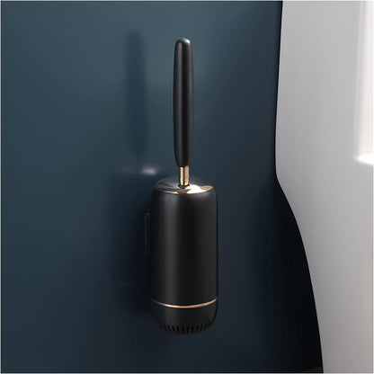 Perie WC din Silicon 360° Premium, cu Capac si Maner, Ergonomic cu Protectie, Fara Picurare, cu Prindere pe Perete Fara Suruburi Culoare, Negru Auriu