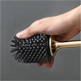 Perie WC din Silicon 360° Premium, cu Capac si Maner, Ergonomic cu Protectie, Fara Picurare, cu Prindere pe Perete Fara Suruburi Culoare, Negru Auriu