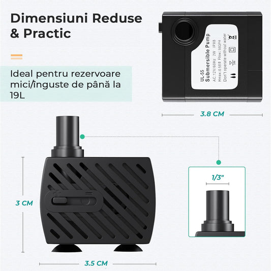 Pompă de rezervă dispenser apă Elindor WF010, 230L/h, 2W, silențioasă