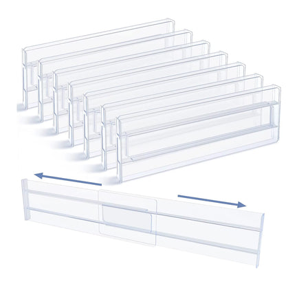Set 8 organizatoare sertare, reglabile, extensibile 28-48 cm, transparente