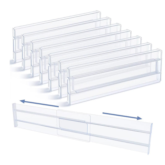 Set 8 organizatoare sertare, reglabile, extensibile 28-48 cm, transparente